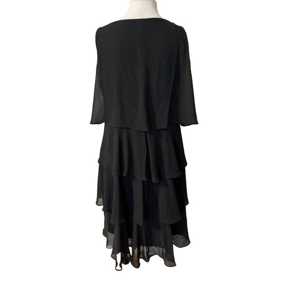 SLNY Party Dress Women’s 14W Black Crystal Ruffled Tier Semi-Formal Flowy NEW - Picture 4 of 9